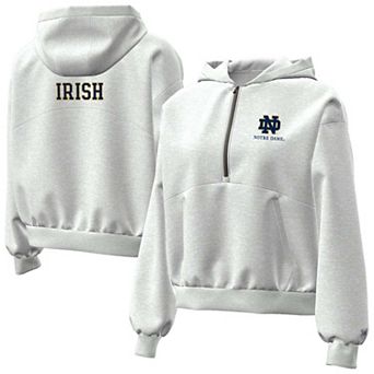 Women's Under Armour Heather Gray Notre Dame Fighting Irish Icon Fleece Half-Zip Hoodie