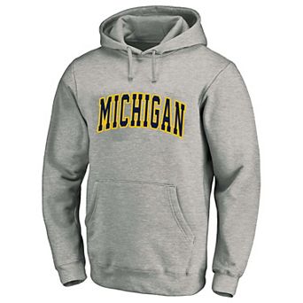 Men's Champion Heather Gray Michigan Wolverines Arch Over Tackle Twill Hoodie