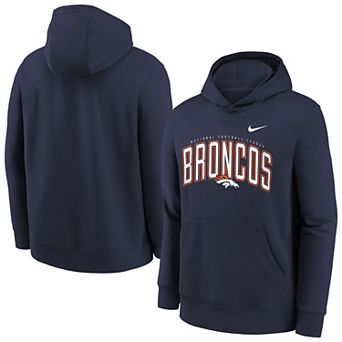 Youth Nike Navy Denver Broncos Logo Arch Fleece Hoodie
