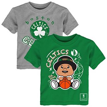 Toddler Mitchell & Ness Kelly Green/Heather Gray Boston Celtics Two-Pack Sketched Up T-Shirt Set