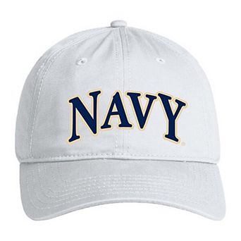 Unisex Under Armour White Navy Midshipmen Washed Cotton Adjustable Hat