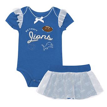 Girls Newborn Outerstuff Blue Detroit Lions Melted Hearts Printed Bodysuit and Skirt Set