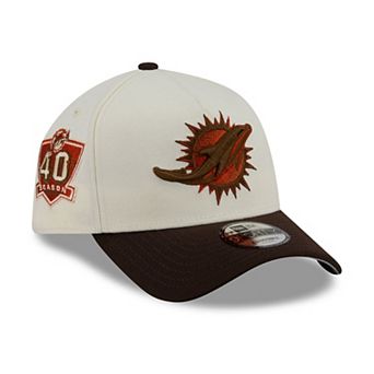 Men's New Era Cream/Brown Miami Dolphins Pumpkin Spice A-Frame 9FORTY Adjustable Hat
