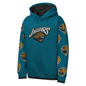 Youth Outerstuff Teal Jacksonville Jaguars Retro Draft Day Chenille Pullover Hoodie