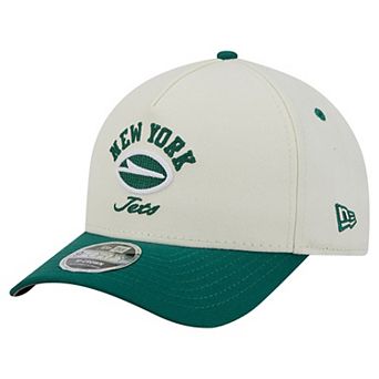 Men's New Era Cream/Green New York Jets Arch 9FORTY A-Frame M-Crown Adjustable Hat