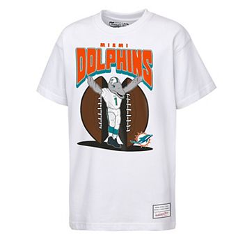 Youth Mitchell & Ness White Miami Dolphins Mascot Mania T-Shirt