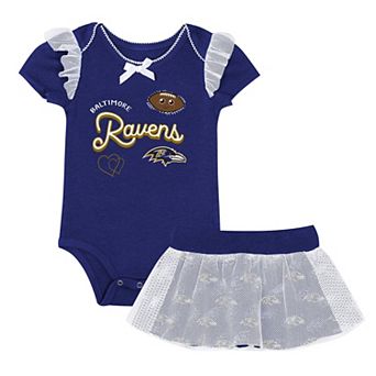 Girls Infant Outerstuff Purple Baltimore Ravens Melted Hearts Printed Bodysuit and Skirt Set