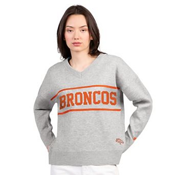Women's Starter Gray Denver Broncos Best Shot V-Neck Sweater