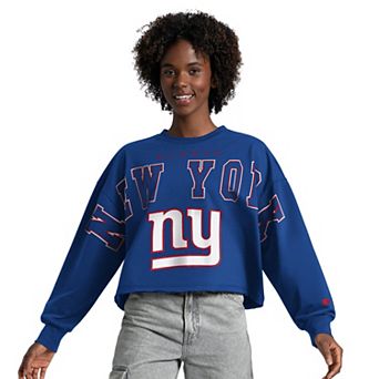 Women's Starter Royal New York Giants Bleachers Cropped Sweatshirt