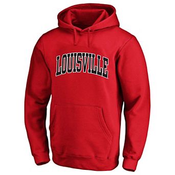 Men's Champion Red Louisville Cardinals Arch Over Tackle Twill Hoodie