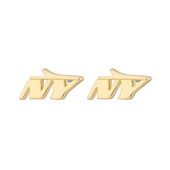 Women's LUV AJ Gold New York Jets Logo Stud Earrings