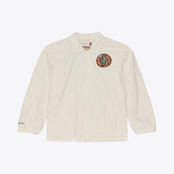 Men's Mitchell & Ness Cream Boston Celtics Retro Root Full-Snap Coaches Jacket