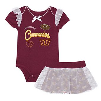Girls Infant Outerstuff Burgundy Washington Commanders Melted Hearts Printed Bodysuit and Skirt Set