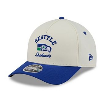 Men's New Era Cream/Royal Seattle Seahawks Throwback Arch 9FORTY A-Frame M-Crown Adjustable Hat