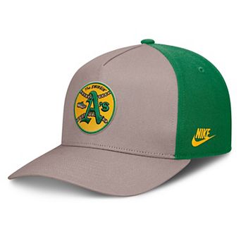 Men's Nike Light Brown/Green Athletics Cooperstown Rise A-Frame Adjustable Hat