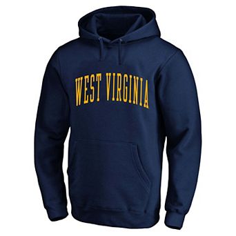 Men's Champion Navy West Virginia Mountaineers Arch Over Tackle Twill Hoodie
