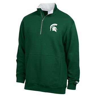Men's Champion Green Michigan State Spartans Fleece Quarter-Zip Pullover