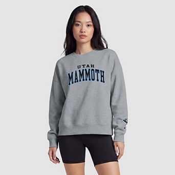 Women's Champion Heather Gray Utah Mammoth Applique Crewneck Sweatshirt