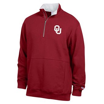 Men's Champion Crimson Oklahoma Sooners Fleece Quarter-Zip Pullover