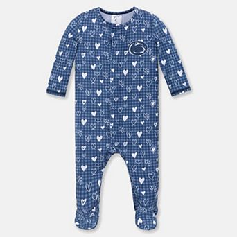 Newborn & Infant ZooZatz Navy Penn State Nittany Lions Hearts Magnetic Closure Sleeper