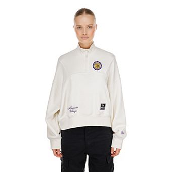 Women's New Era Cream Minnesota Vikings Academic Quarter-Zip Pullover