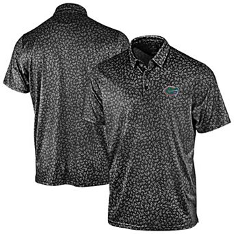 Men's Antigua Black Florida Gators Mono Floral Polo