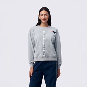 Women's Terez Gray New England Patriots Football Stitch Classic Cotton Crew