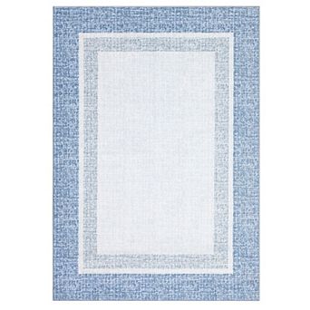 Textured Frame Machine Washable Low Pile Area Rug Pet Friendly Foldable Carpet for Bedroom Porch