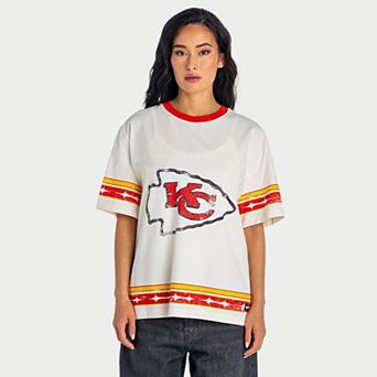 Women's The Wild Collective Cream Kansas City Chiefs Oversized Established Boyfriend T-Shirt