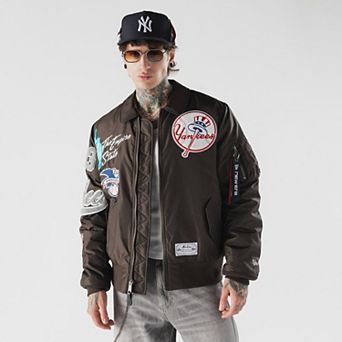 Men's New Era x Alpha Industries Brown New York Yankees MA-1 Full-Zip Bomber Jacket