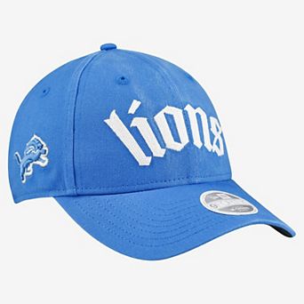 Women's New Era Blue Detroit Lions Gothic Font 9FORTY M-Crown Adjustable Hat