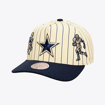 Men's Mitchell & Ness Cream/Navy Dallas Cowboys Retro Roots Stripe Pro Adjustable Hat