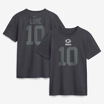 Men's Nike Jordan Love Anthracite Green Bay Packers Name & Number T-Shirt