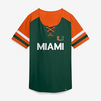 Women's Fanatics Green Miami Hurricanes Power Play Athena Lace-Up T-Shirt