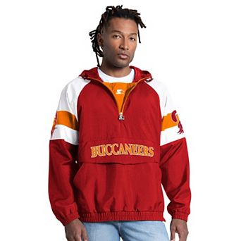 Men's Starter Red Tampa Bay Buccaneers Street Cut Retro Logo Half-Zip Jacket