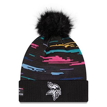 Women's New Era Black Minnesota Vikings 2026 NFL Crucial Catch Cuffed Knit Hat with Pom