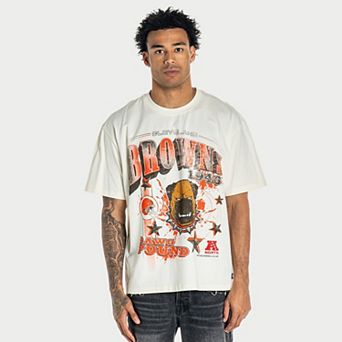 Unisex The Wild Collective Cream Cleveland Browns Oversized Graphic Streetwear T-Shirt