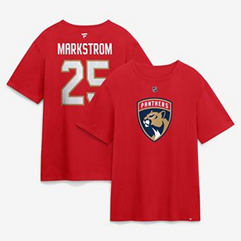 Men's Fanatics Jacob Markstrom Red Florida Panthers Authentic Stack Name & Number T-Shirt