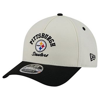 Men's New Era Cream/Black Pittsburgh Steelers Arch 9FORTY A-Frame M-Crown Adjustable Hat