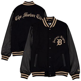 Men's New Era Black Detroit Tigers Heritage Gothic Lettering Varsity Jacket