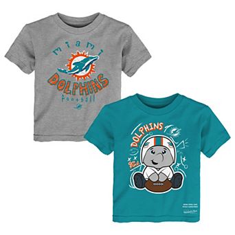 Toddler Mitchell & Ness Aqua/Gray Miami Dolphins Two-Pack Sketched Up T-Shirt Set