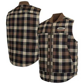 Men's Darius Rucker Collection by Fanatics Brown Dallas Cowboys Sherpa-Lined Plaid Vest