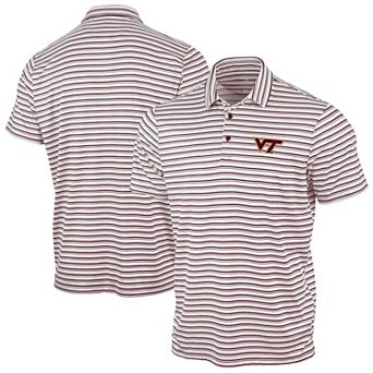Men's Antigua Maroon Virginia Tech Hokies Space Stripe Polo