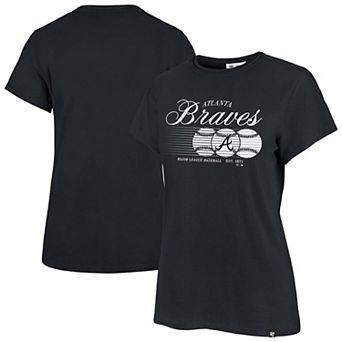 Women's '47 Navy Atlanta Braves Speed Throw Frankie T-Shirt
