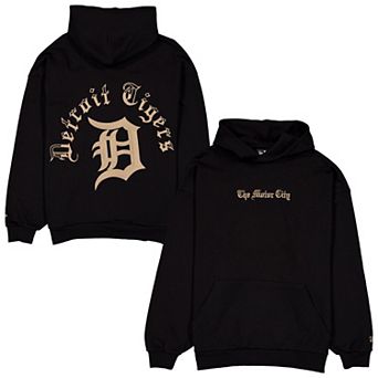 Men's New Era Black Detroit Tigers Heritage Gothic Lettering Pullover Hoodie