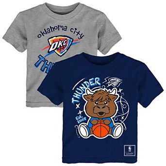 Toddler Mitchell & Ness Blue/Heather Gray Oklahoma City Thunder Two-Pack Sketched Up T-Shirt Set