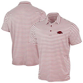 Men's Antigua Cardinal Arkansas Razorbacks Space Stripe Polo