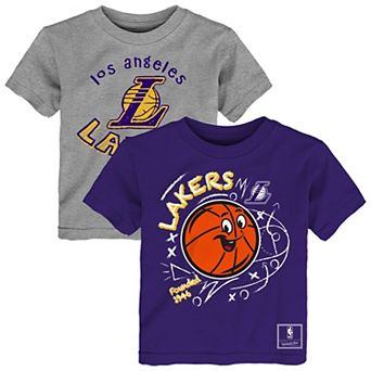 Toddler Mitchell & Ness Purple/Heather Gray Los Angeles Lakers Two-Pack Sketched Up T-Shirt Set