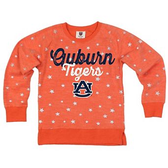 Girls Youth Wes & Willy Orange Auburn Tigers Shimmer Star Reverse Fleece Sweatshirt
