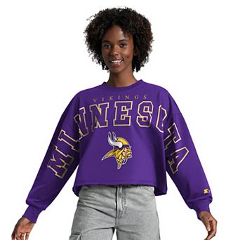 Women's Starter Purple Minnesota Vikings Bleachers Cropped Sweatshirt